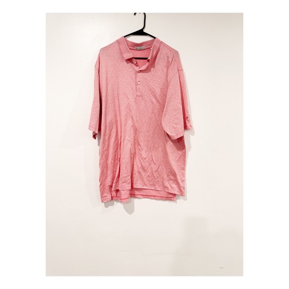 Peter Millar Other - Peter Millar Mens XXL Pink Diamond Jacquard Short Sleeve Polo Shirt Golf Top